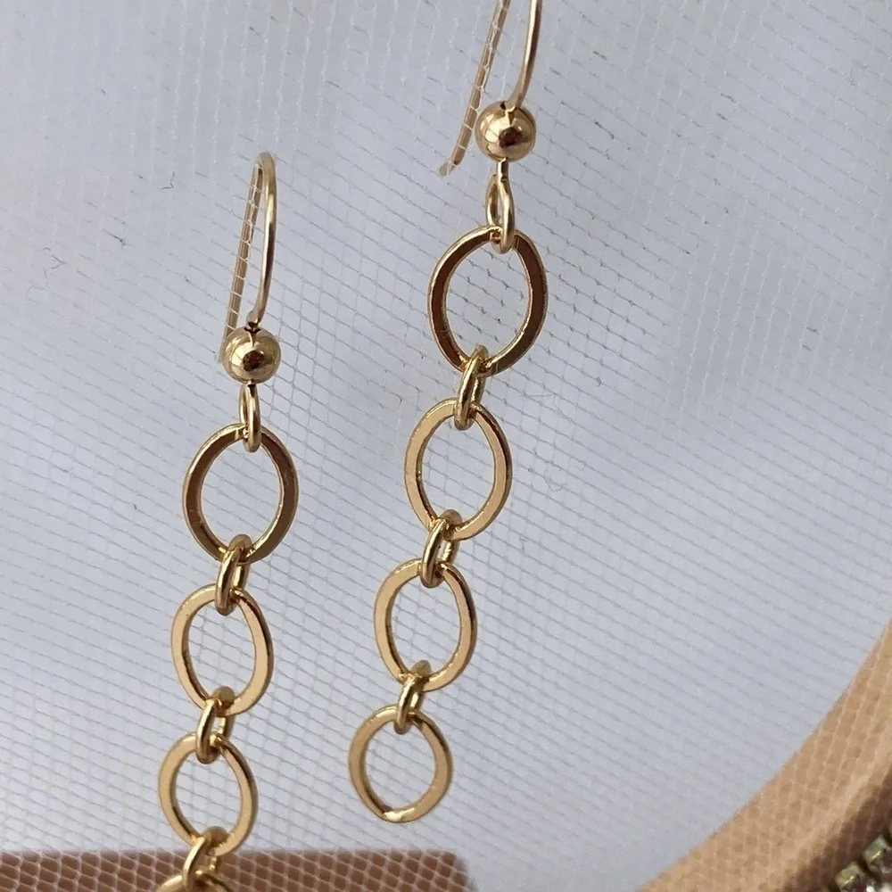 FEMININE Gold Chain Earrings  2 Inches